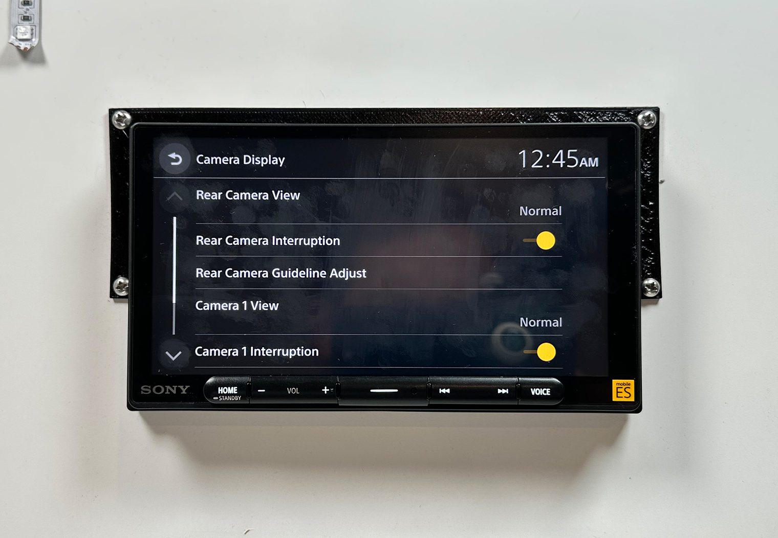 Sony XAV-9000ES camera settings screen
