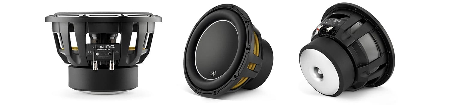 JL Audio W6v3 Series Subwoofers front, side and rear view