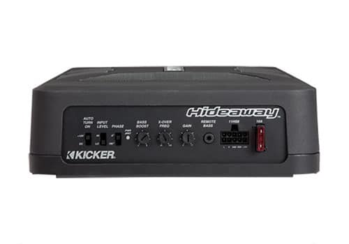 Kicker 11HS8 Hideaway with power inputs and gain adjustments