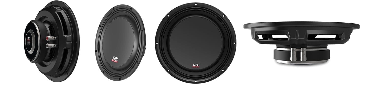 MTX 35 Series Shallow Subwoofers front, side and angle views