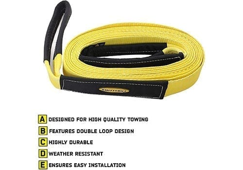 Smittybilt CC220 Recovery Strap features list with strap