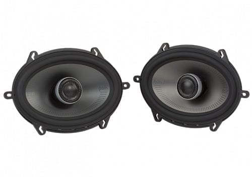 Polk Audio MM572 speakers front and angle view
