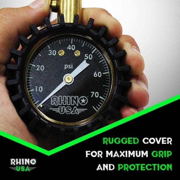 RhinoUSA Heavy Duty Tire Pressure Gauge Details and Features