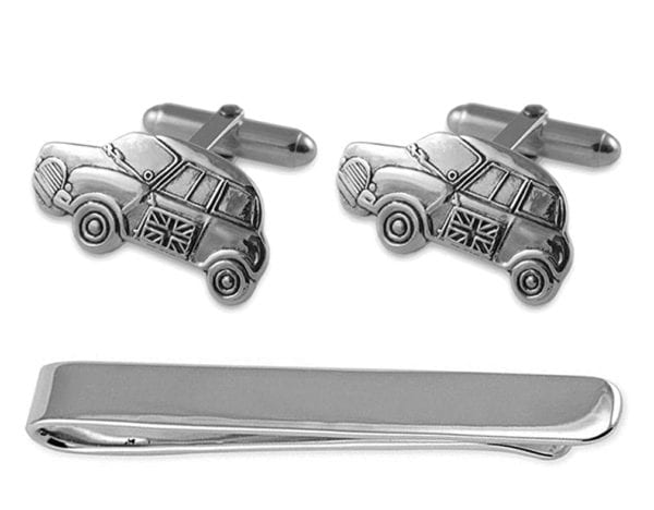 Sterling Silver Mini car Cufflinks and Tie Clip Main