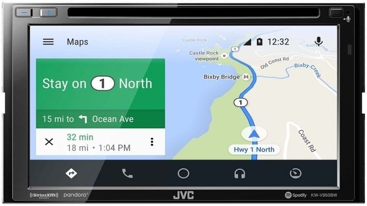 JVC KW-V950BW navigation view with maps on screen