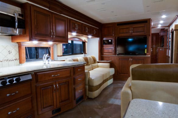 Inside of RV with LED lighting installed
