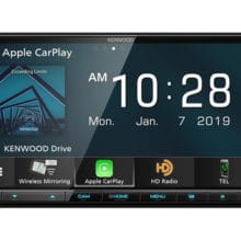 Kenwood Excelon DDX9906XR front of dvd receiver with screen on apple carplay