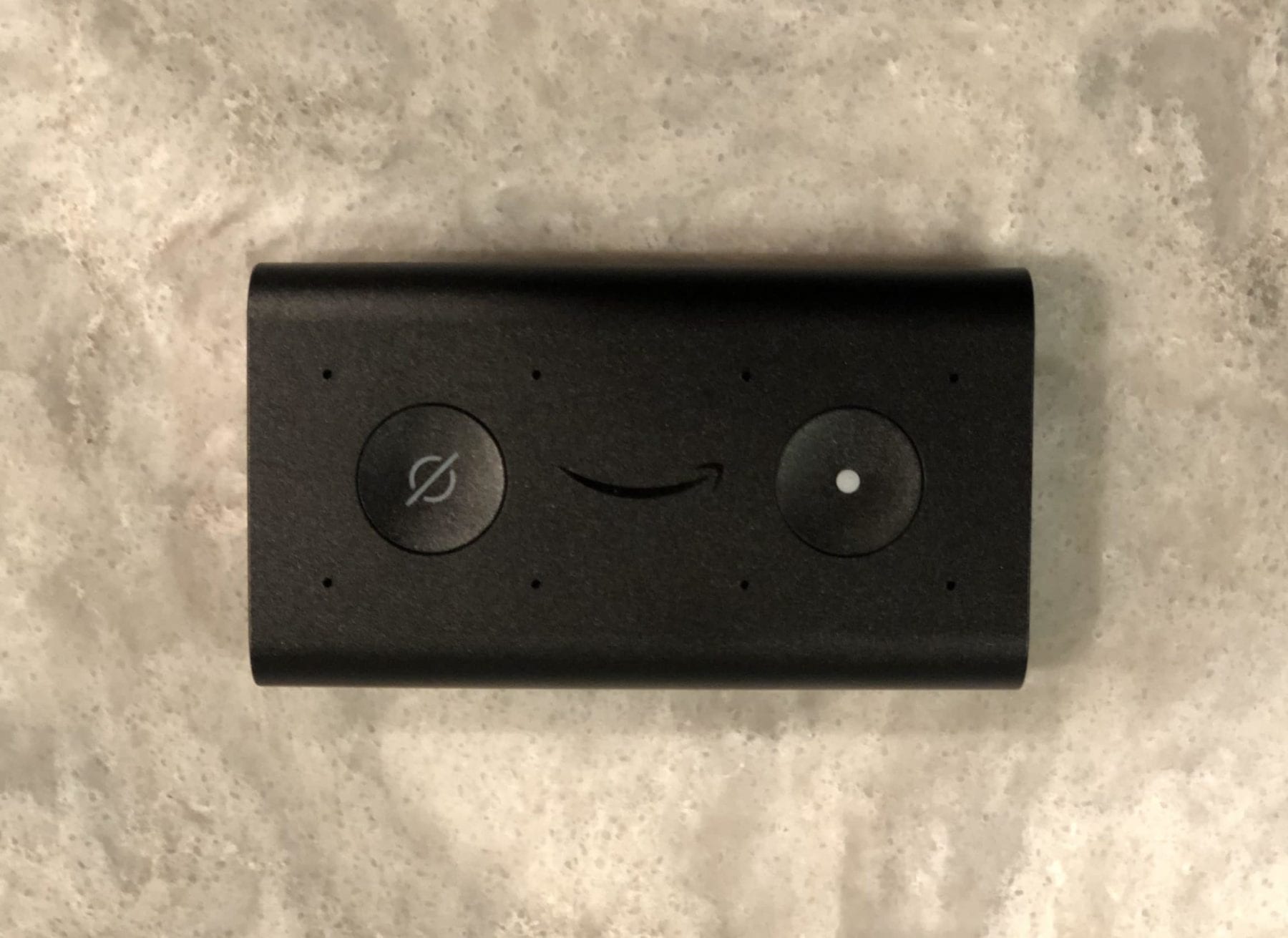 Echo Auto top view with buttons and microphones