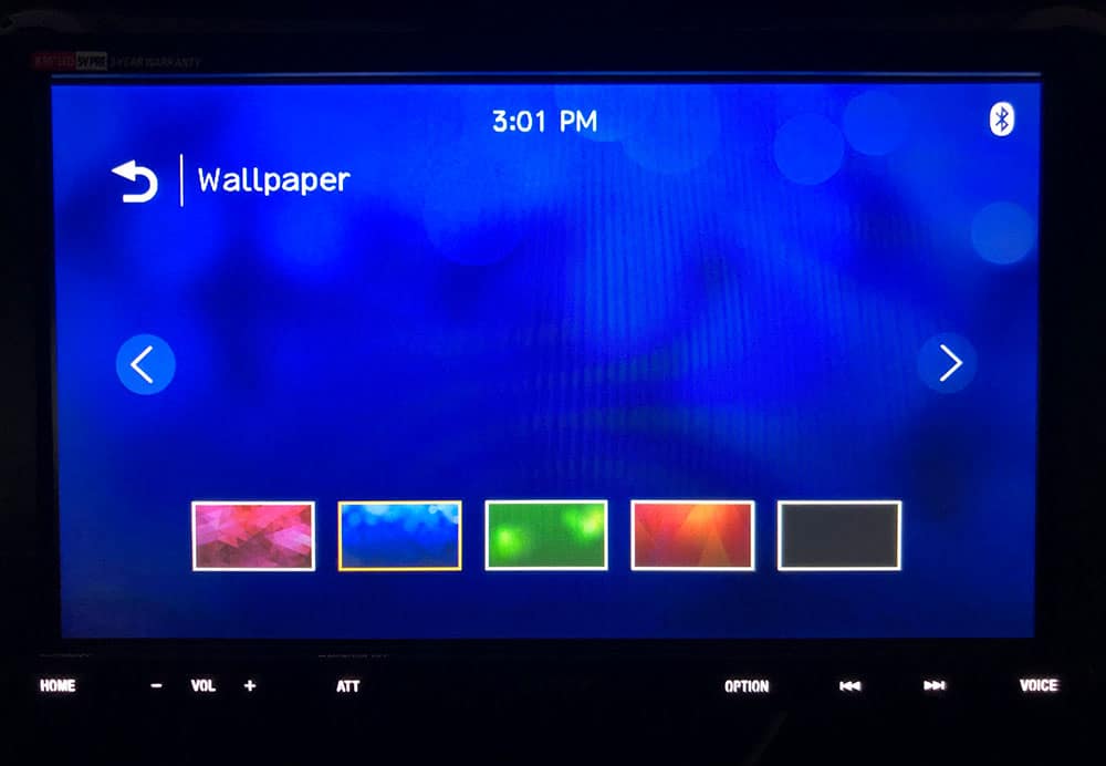 Sony XAV-AX8000 wallpaper blue selected in settings