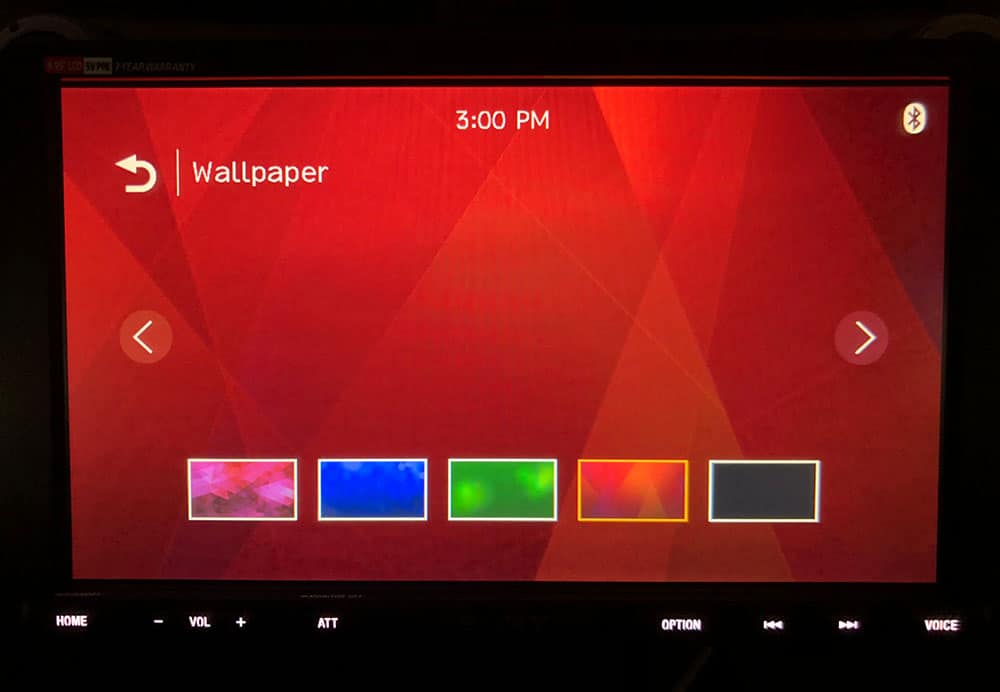 Sony XAV-AX8000 wallpaper red selected in settings