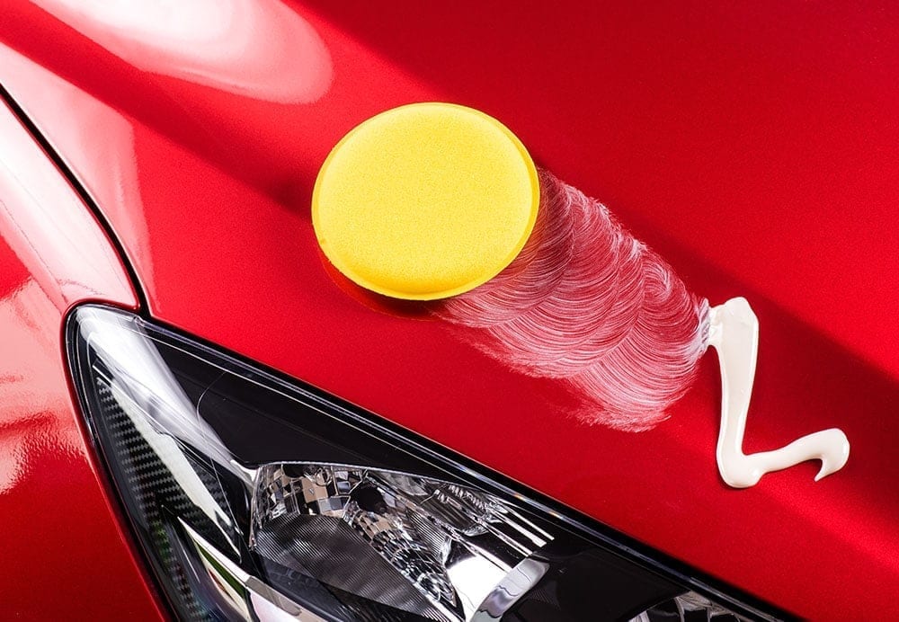 How to wax a car with hand applicator and wax on hood of car