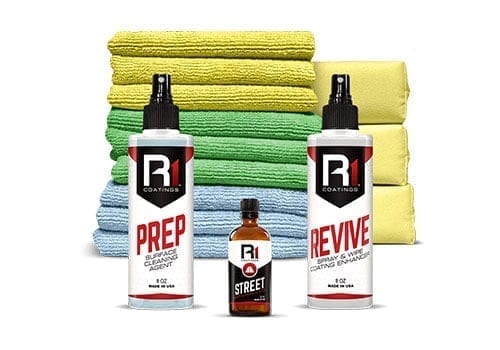 R1 Coatings Street Essentials Package with prep, revive, towels, applicators and ceramic coating