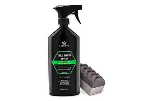 TriNova Tire Shine Spray front of bottle with applicator
