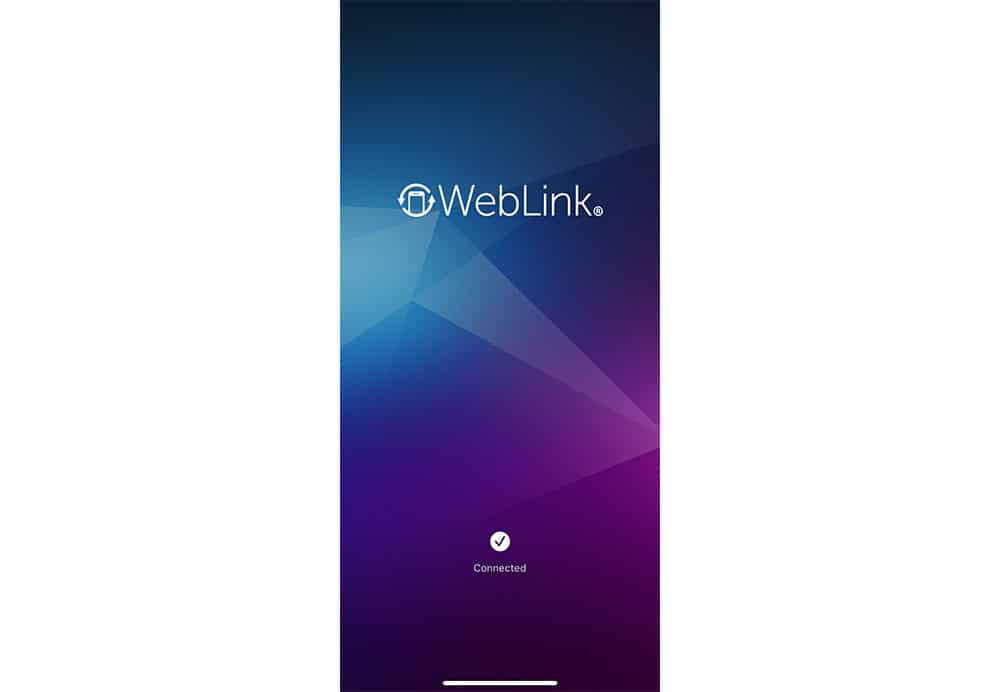 WebLink App screen