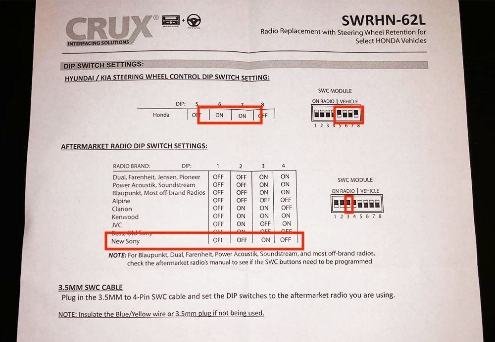 CRUX SWRHN-62L Instructions guide paper