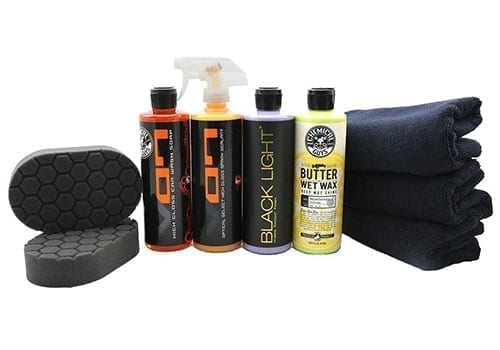 Chemical Guys Black Care Care Kit with soap, glaze, wax, towels