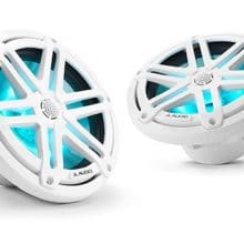 JL Audio M3-770X front and angle with light blue