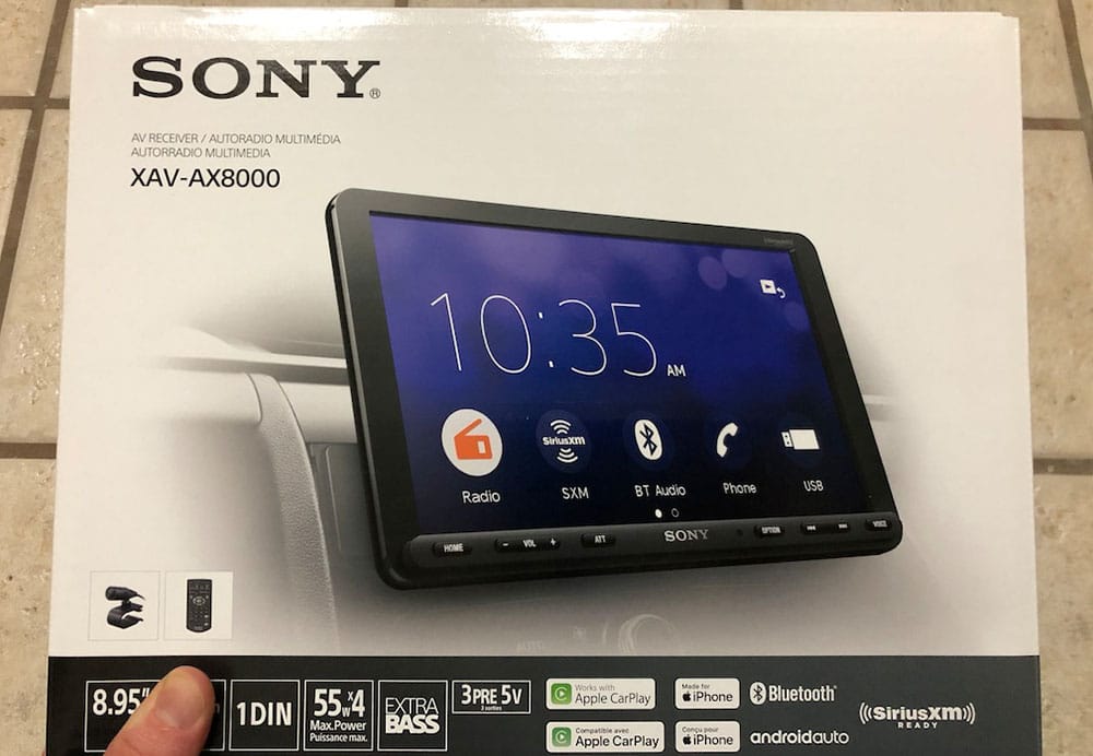 Sony XAV-AX8000 head unit in package