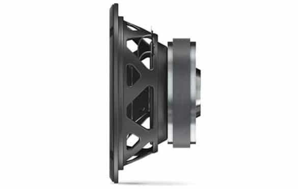 JBL Stage 810 Side view of free air subwoofer magnet and motor