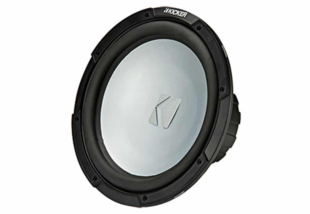 Kicker KMF12 angle view of subwoofer