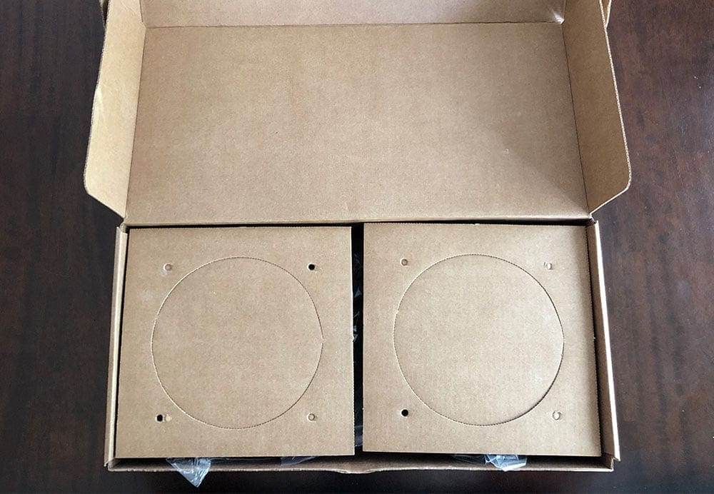 wet sounds recon 6 opening box with speaker templates in view