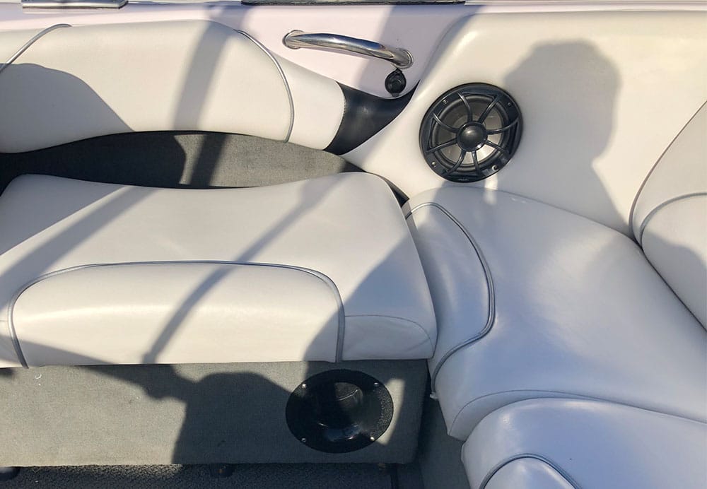 Wet Sounds RECON6 speakers in panel of boat