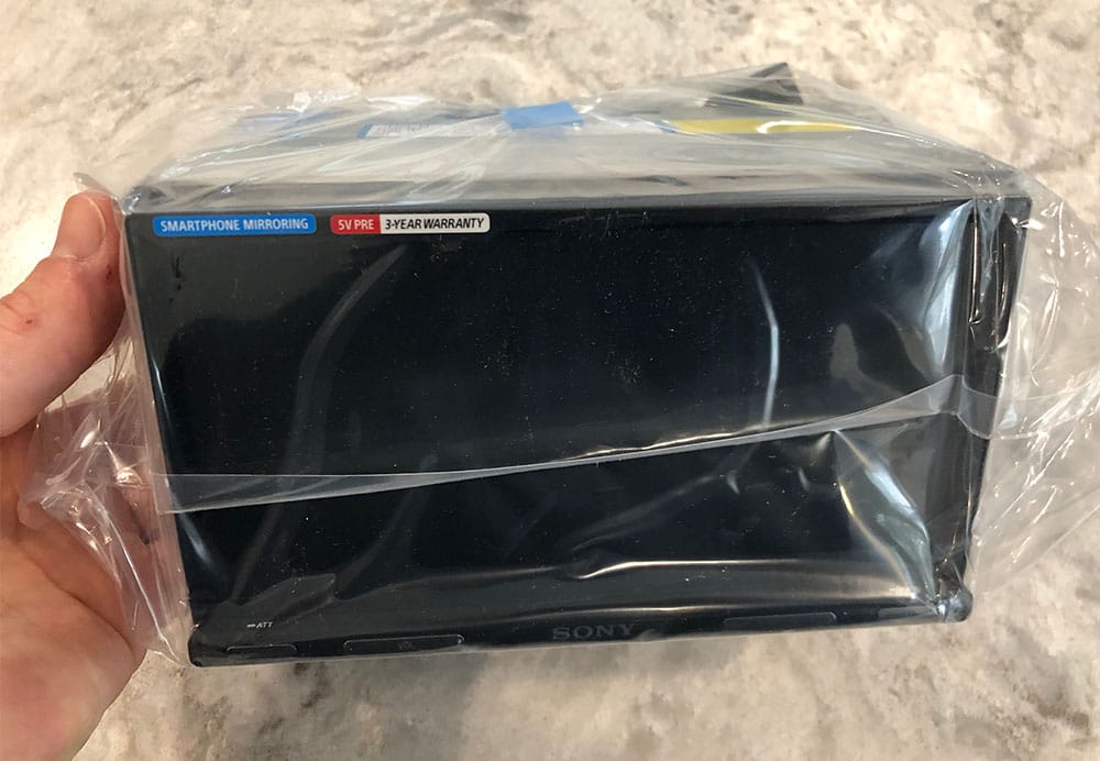 Sony XAV-AX5500 screen still in packaging