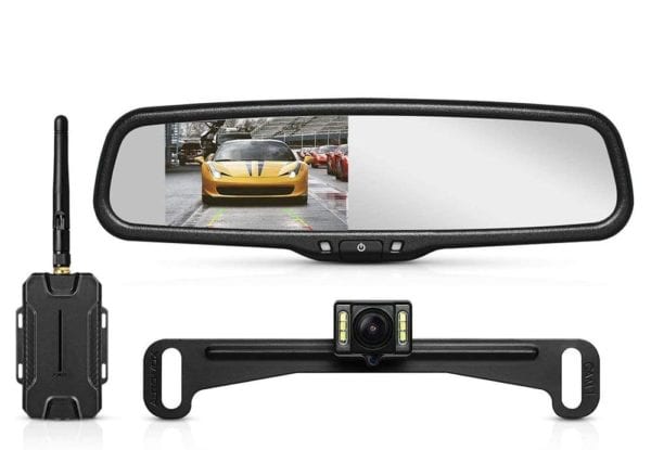 AUTO-VOX T1400 with rear view mirror, license plate camera and wireless transmitter
