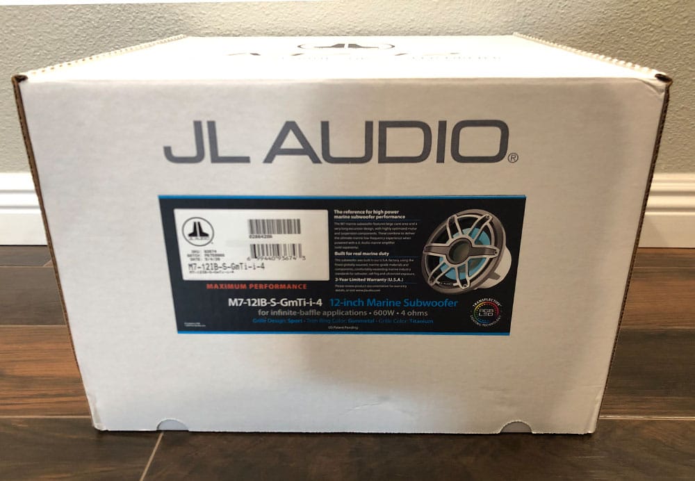 JL Audio M7 Subwoofer Box tag closeup
