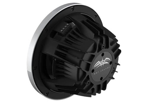 Wet Sounds REVO 12 FA S4-B V2 back angle view of casing, terminals and motor