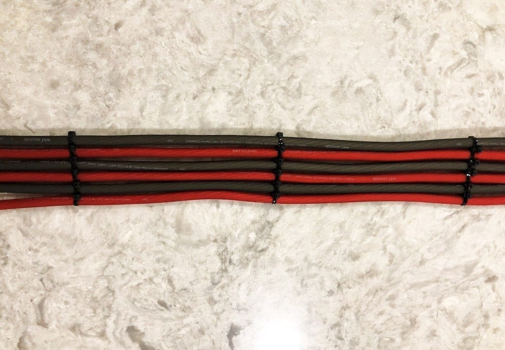 amplifier power cable ties completed