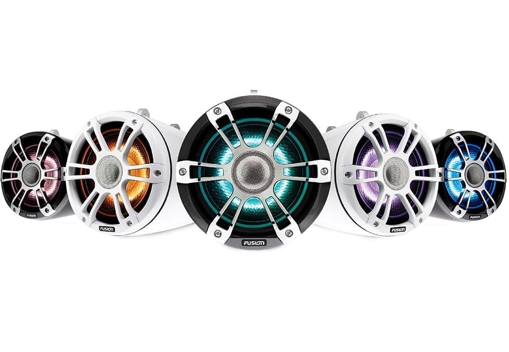 Fusion Signature Series 3 Tower Speakers front view with all colors