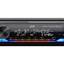 JVC KD-X470BHS front view with interchangeable colors