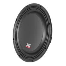 MTX 3510-04S front angle view of slim subwoofer
