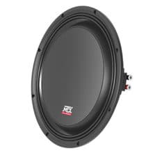 MTX 3512-04S front angle view of slim subwoofer