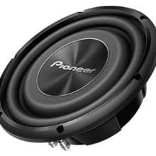 Pioneer TS-A2500LS4 front angle view of slim subwoofer
