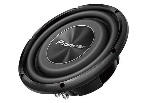 Pioneer TS-A2500LS4 front angle view of slim subwoofer