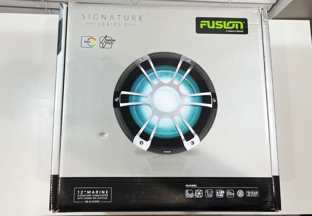 fusion signature 3 series subwoofer in box before opening