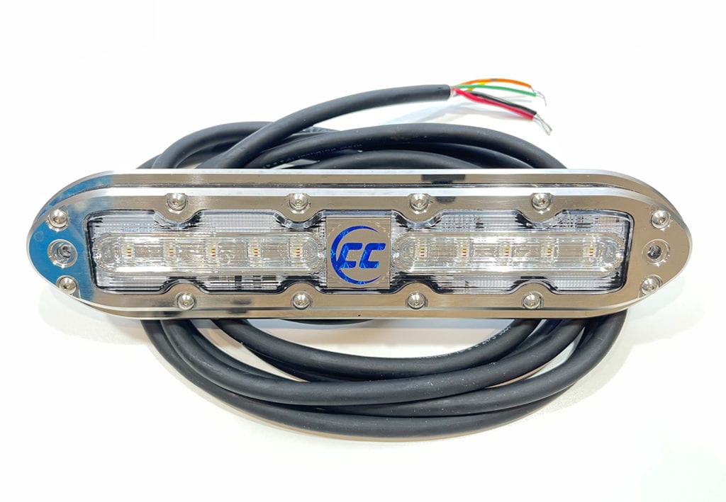 Shadow Caster SCM-10-EXT-CC front shot of the light sitting on the wire