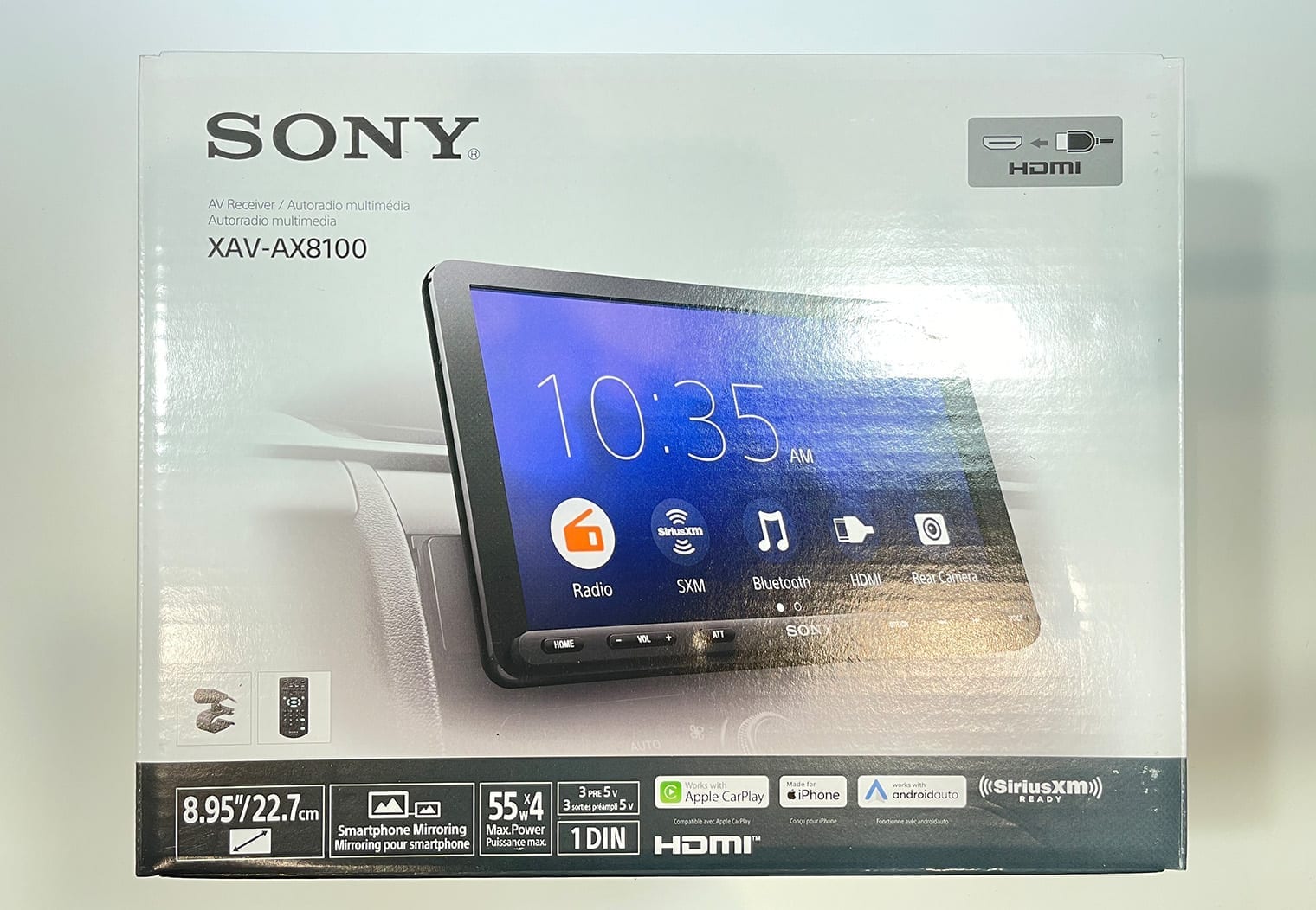 Sony XAV-AX8100 in box top view