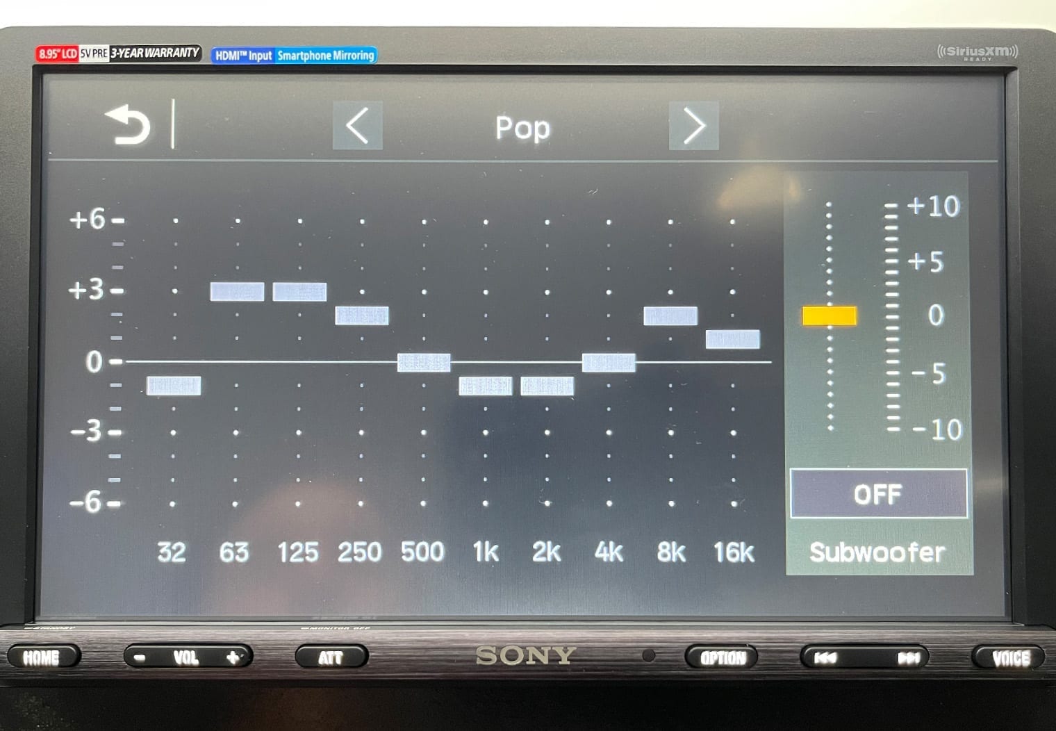 Sony XAV-AX8100 pop eq preset