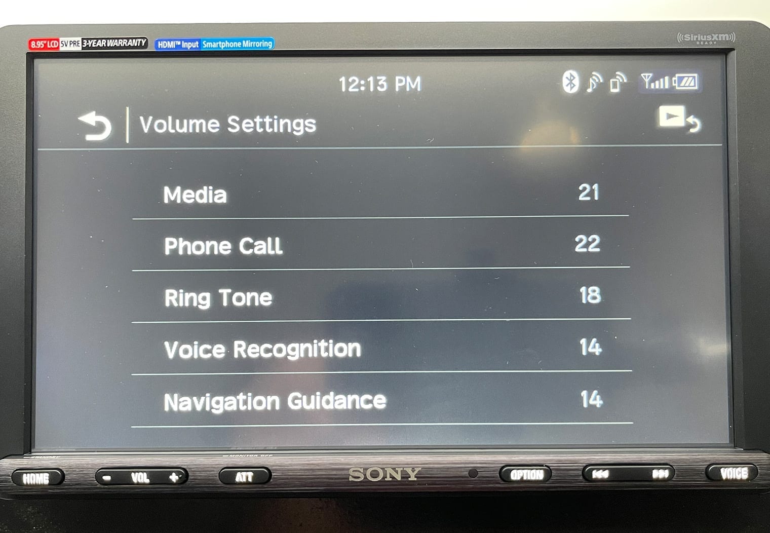 Sony XAV-AX8100 volume settings