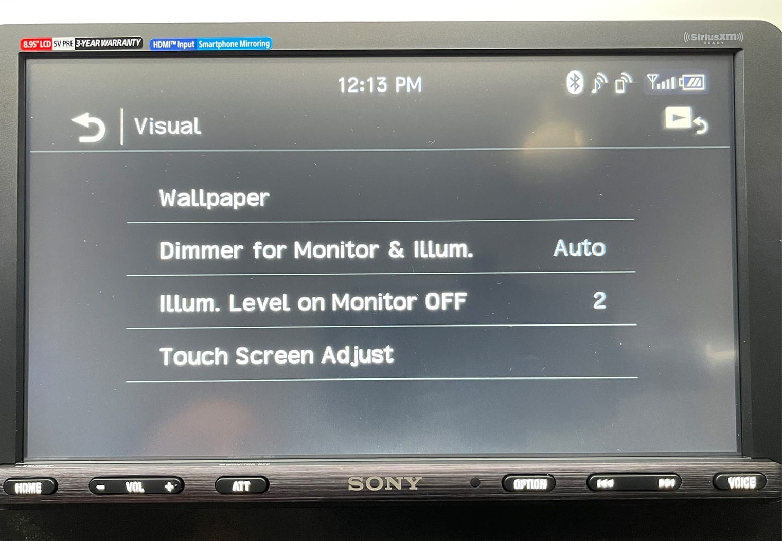 Sony XAV-AX8100 visual settings