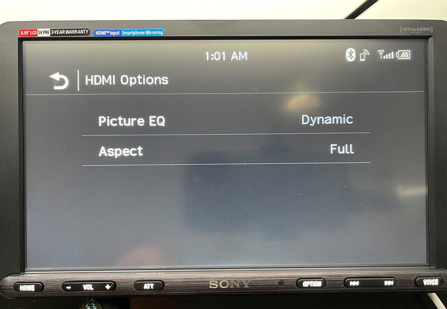 Sony XAV-AX8100 HDMI Options