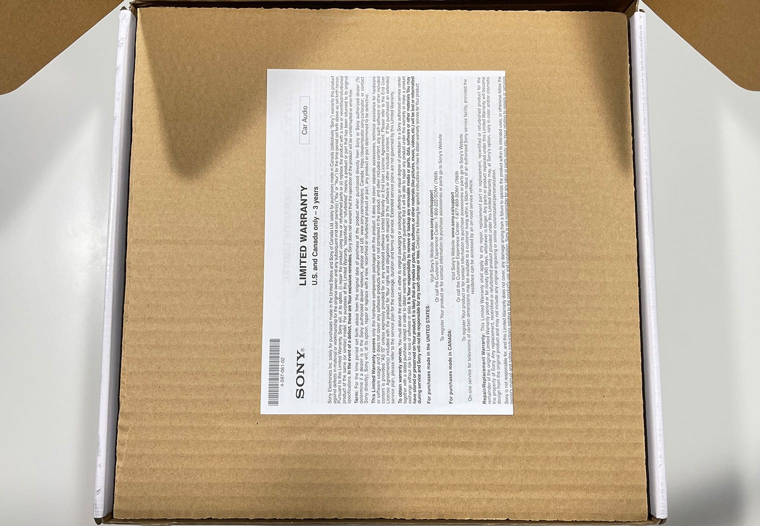 Sony XS-W104ES opening box