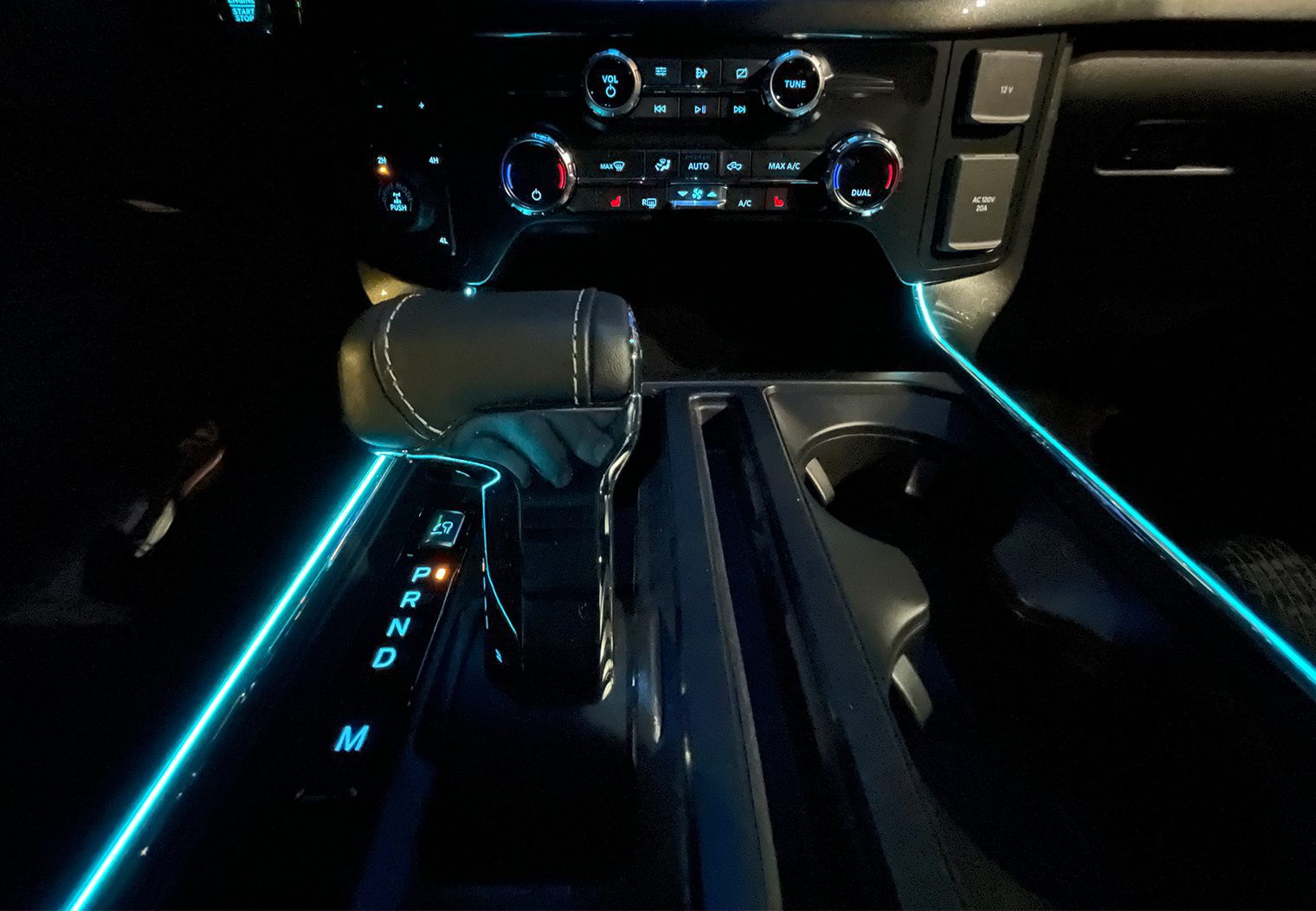 f150 center console with accent light dark