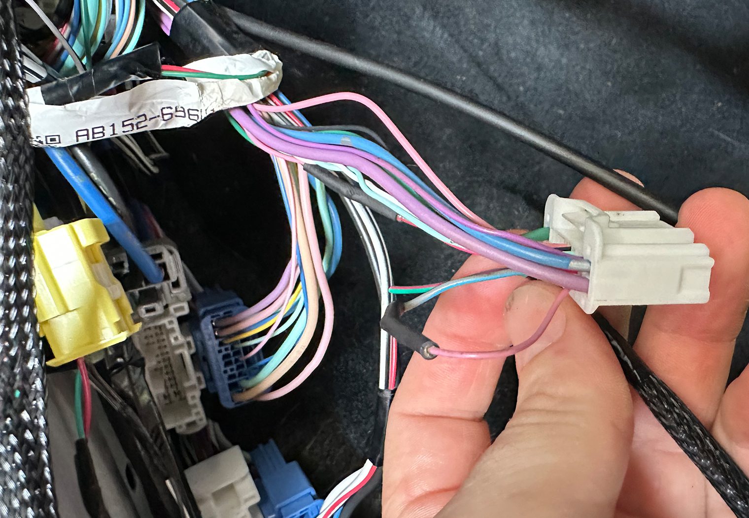 Wire cut on the kick panel plug