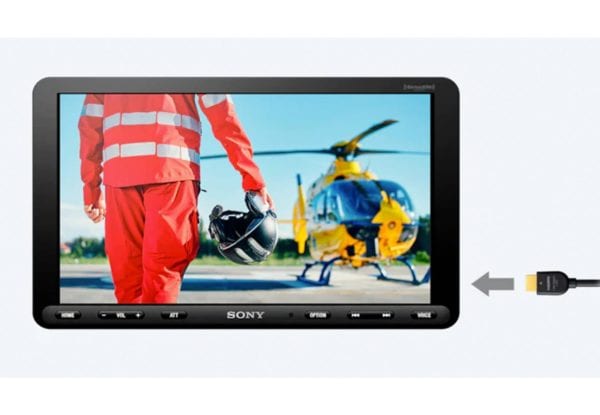 Sony XAV-AX8100 HDMI In with video playing on screen