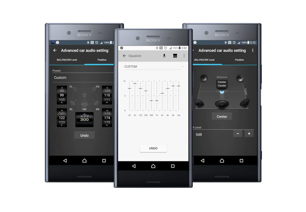 Sony Music Center App Control balance and fade, equalizer and positioning features to showcase control of xm-gs6dsp amplifier