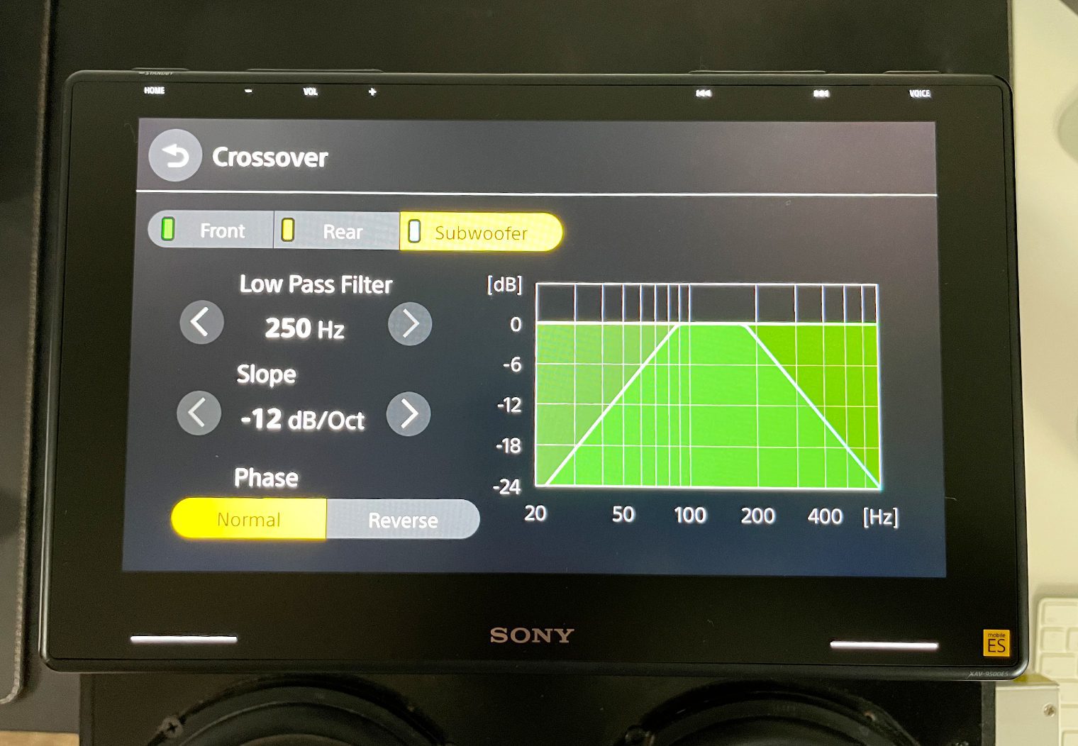Sony XAV-9500ES advanced crossover sub